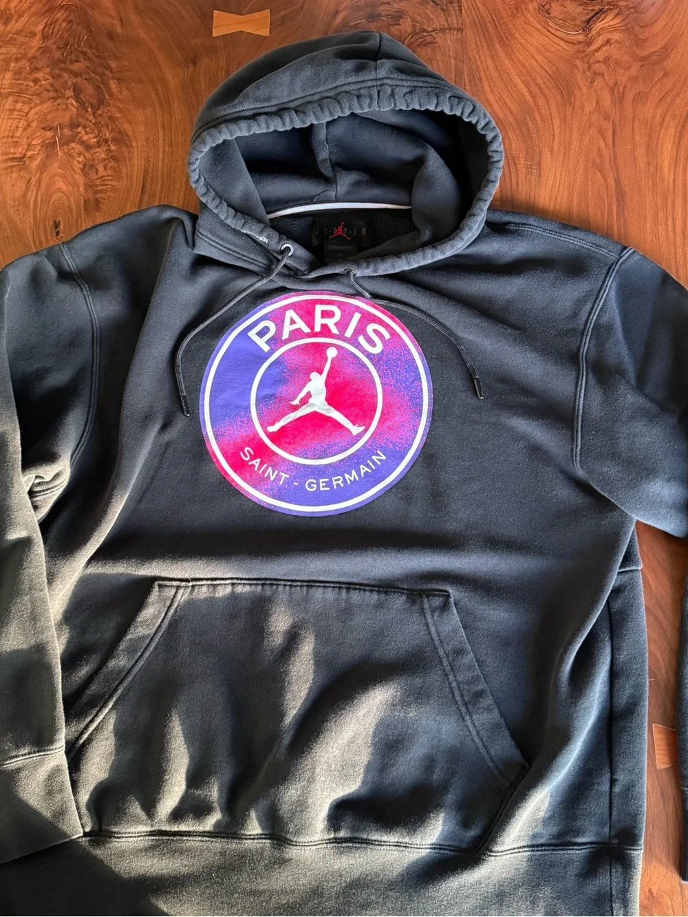 Jordan Men’s Black Hoodie with Pink and Purple PSG Logo